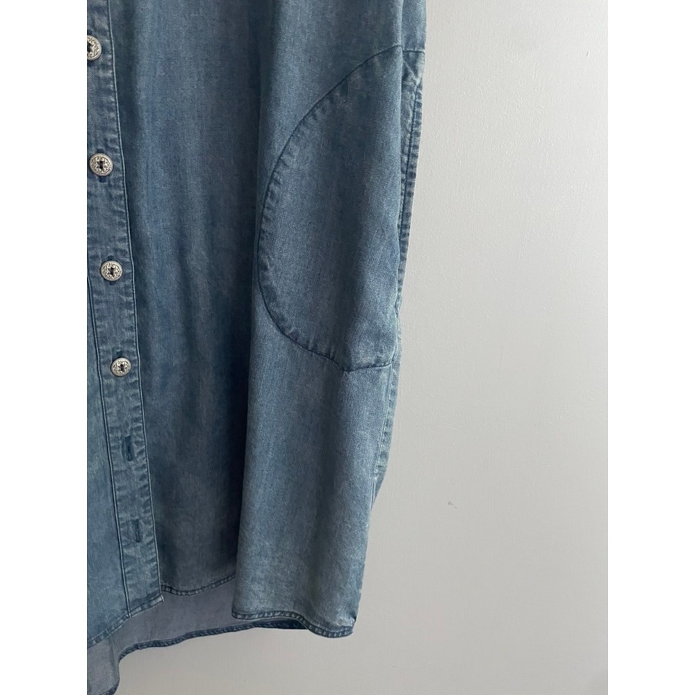Soft Surroundings Tencel Lyocell Denim Shirt Dress Tunic Blue Size Medium - Picture 4 of 9
